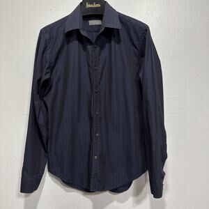 Zara Man Extra Slim Fit Shirt Men Size M Dark Blue Long Sleeve Preppy Work Party
